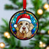 Goldendoodle in Santa Hat Suncatcher Decoration